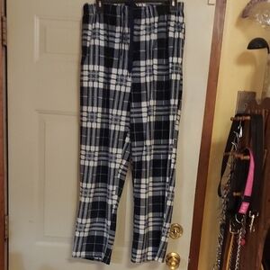 Men's Blue and White Plaid PJ bottems